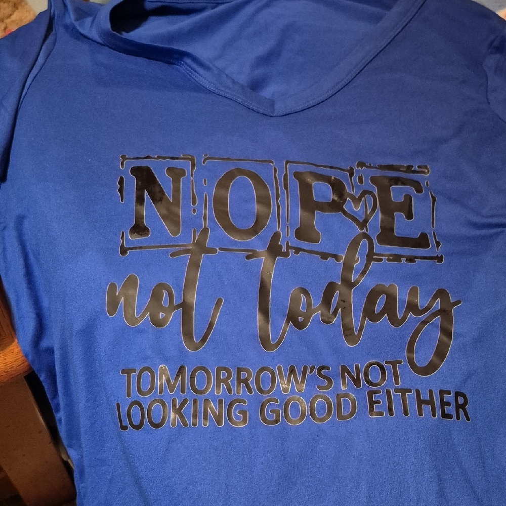 Women's V-neck Graphic Tee - "NOPE not today" Blue Shirt